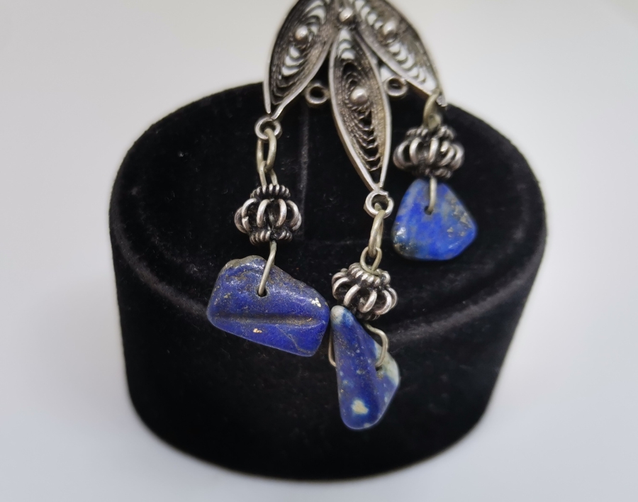 LAPİS TAŞLI ÖZEL YAPIM TELKARİ İŞÇİLİKLİ KOLYE UCU