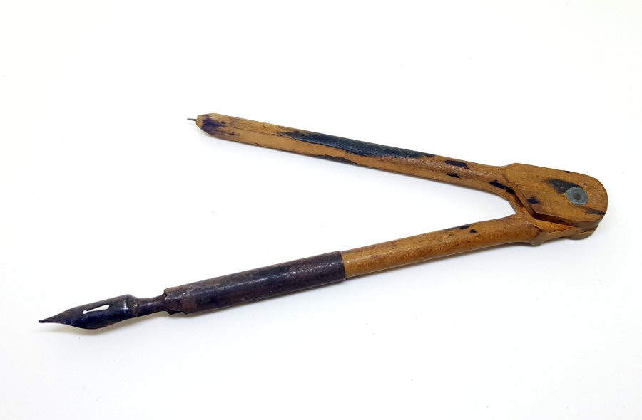 OSMANLI DÖNEMİ ÇOK NADİR EL YAPIMI AHŞAP MÜHENDİS PERGELİ