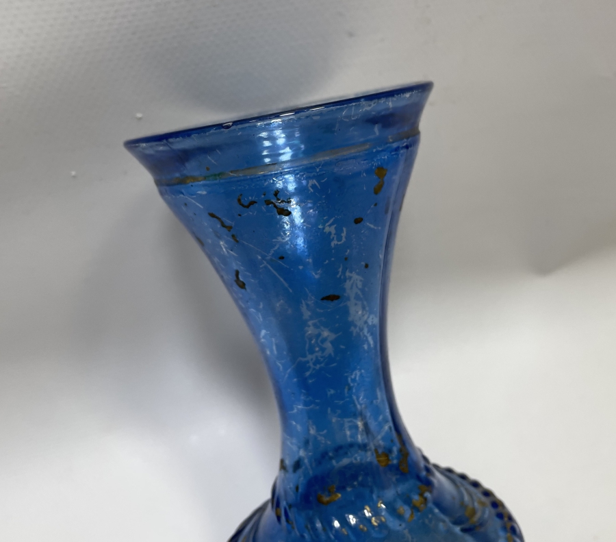 OSMANLI DÖNEMİ KABARTMA İŞÇİLİKLİ NADİR CAM VAZO