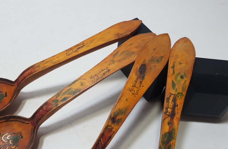 EL BOYAMA ANTİKA TAHTA KAŞIK LOTU