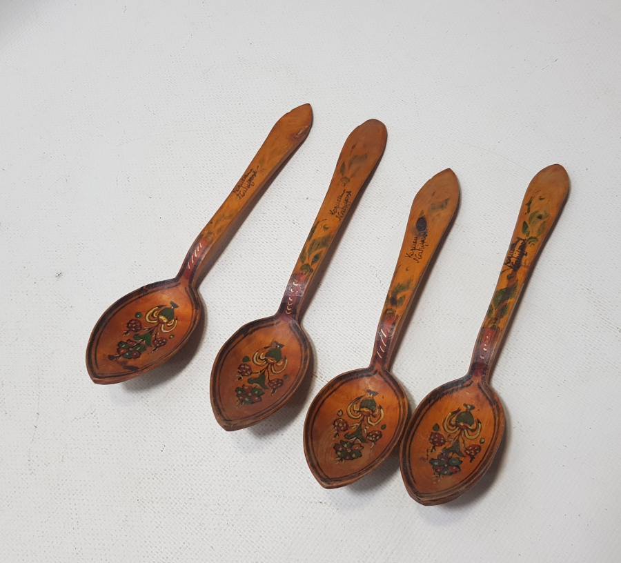 EL BOYAMA ANTİKA TAHTA KAŞIK LOTU