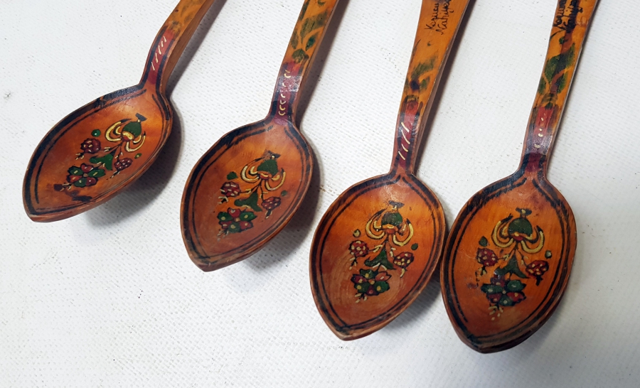 EL BOYAMA ANTİKA TAHTA KAŞIK LOTU