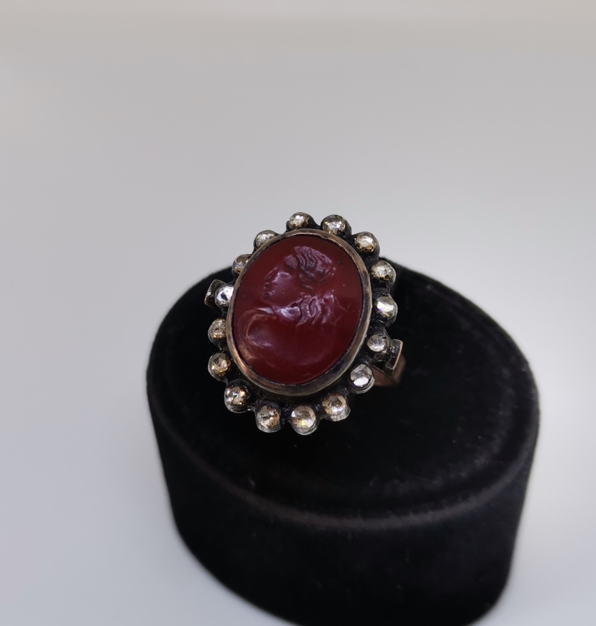 ELMAS TAŞLI ÇOK NADİR ÖZEL YAPIM KAMEO YÜZÜK