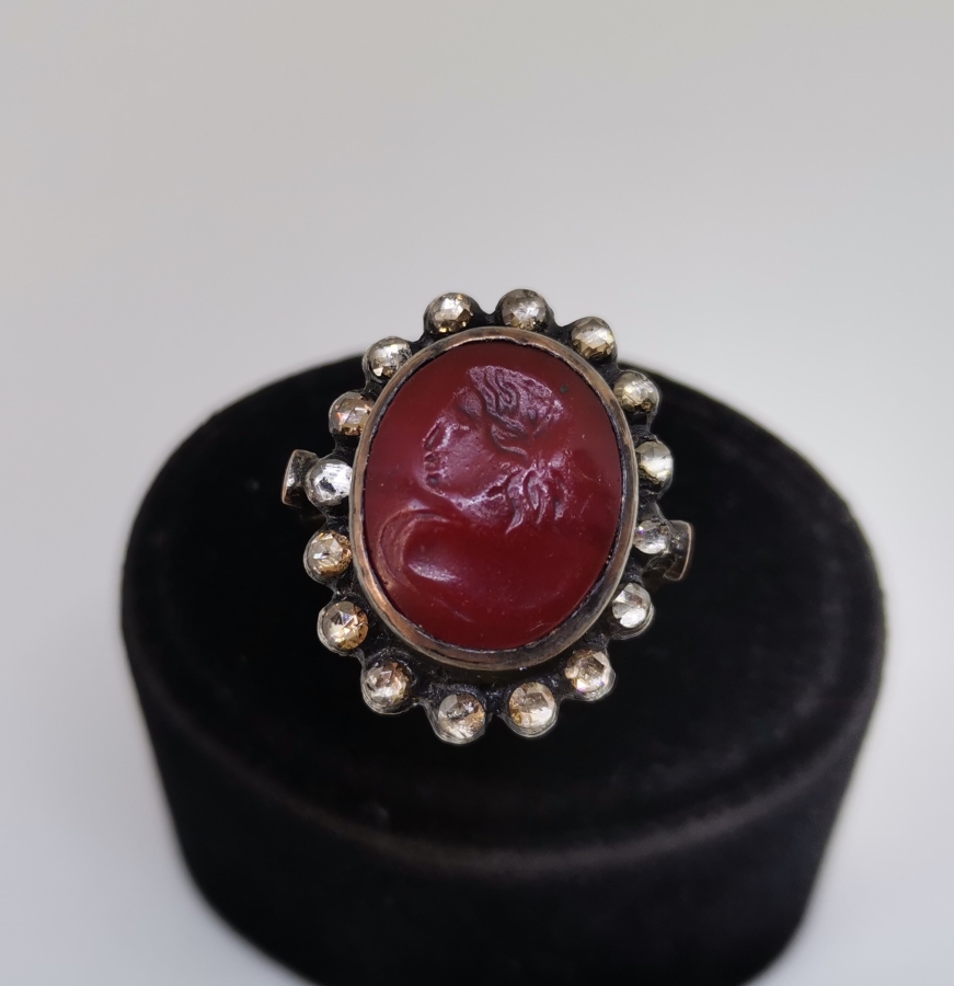 ELMAS TAŞLI ÇOK NADİR ÖZEL YAPIM KAMEO YÜZÜK