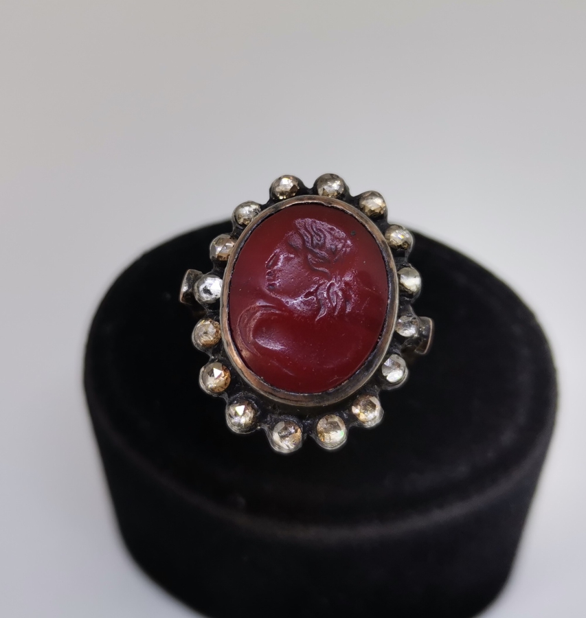 ELMAS TAŞLI ÇOK NADİR ÖZEL YAPIM KAMEO YÜZÜK