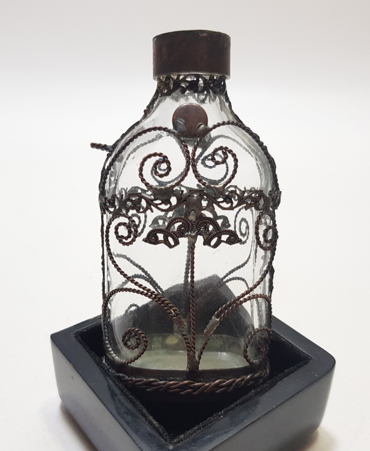 METAL GEÇME İŞÇİLİKLİ OSMANLI DÖNEMİ NADİR KOKU - PARFÜM ŞİŞESİ