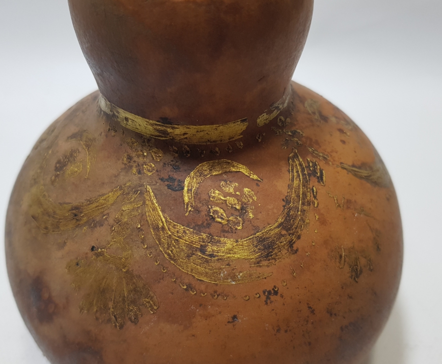 OSMANLI DÖNEMİ ÜZERİ ALTIN VARAKLI AY YILDIZLI DOLMA TÜFEK BARUTLUĞU