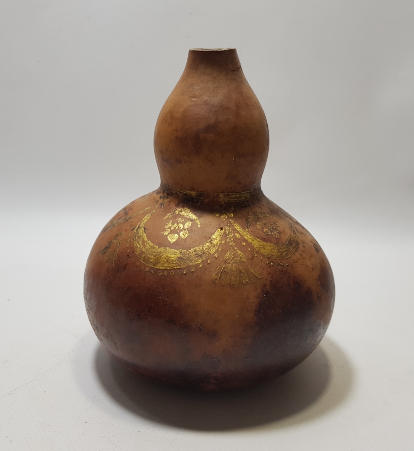 OSMANLI DÖNEMİ ÜZERİ ALTIN VARAKLI AY YILDIZLI DOLMA TÜFEK BARUTLUĞU