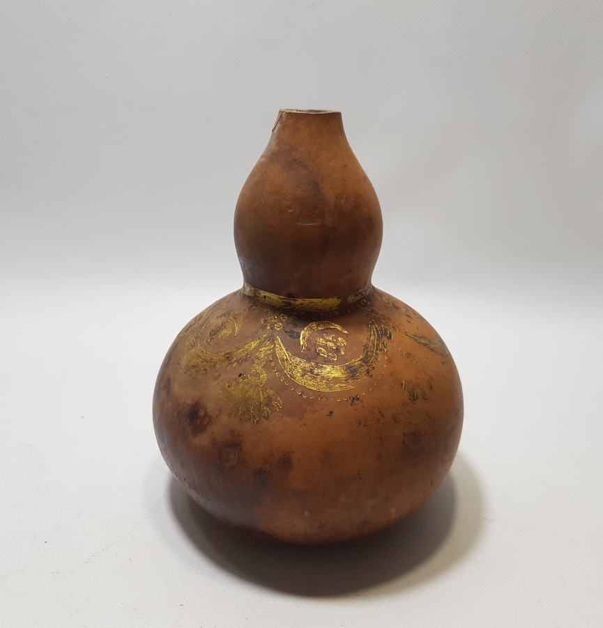 OSMANLI DÖNEMİ ÜZERİ ALTIN VARAKLI AY YILDIZLI DOLMA TÜFEK BARUTLUĞU