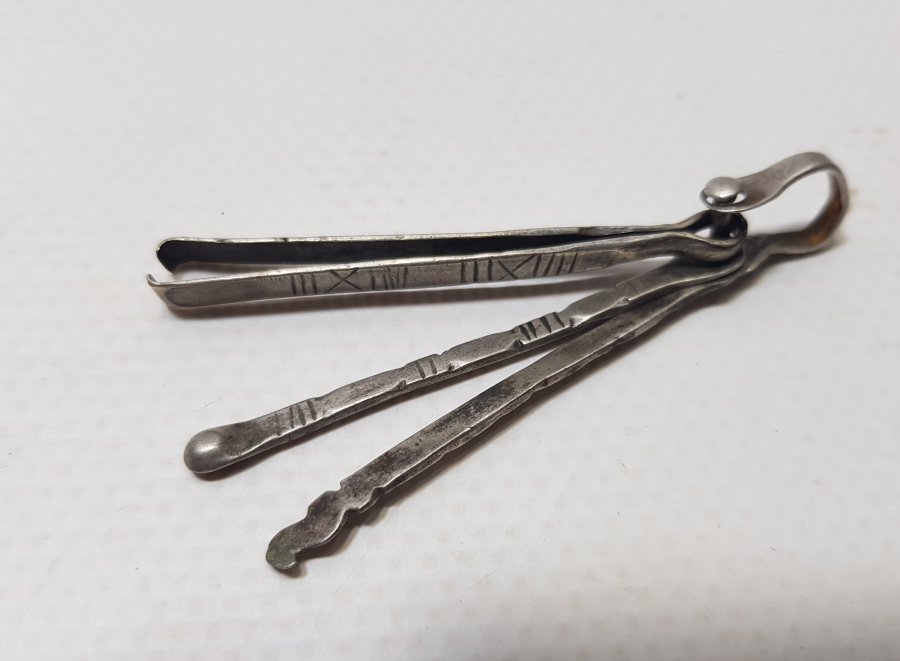 1800 BAŞLARI OSMANLI DÖNEMİ EL YAPIMI GÜMÜŞ ÇOK NADİR NARGİLE MARPUCU TEMİZLEME APARATI