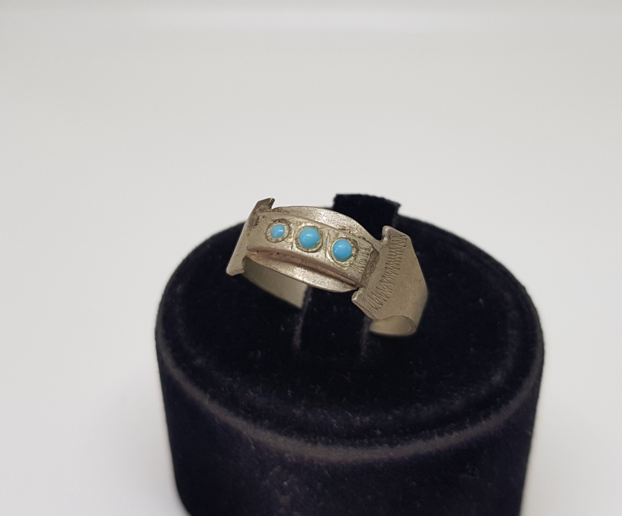 ÜZERİ KALEM İŞÇİLİKLİ TURKUAZ TAŞLI ESKİŞEHİR İŞİ YÜZÜK