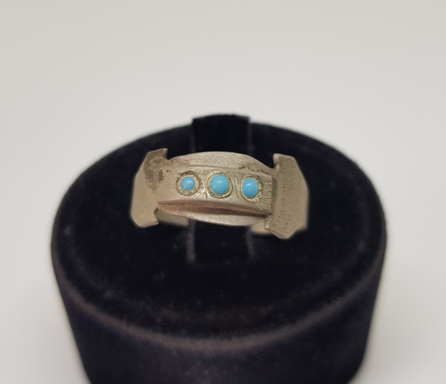 ÜZERİ KALEM İŞÇİLİKLİ TURKUAZ TAŞLI ESKİŞEHİR İŞİ YÜZÜK