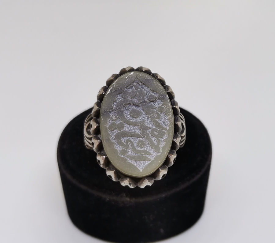 DOĞAL TAŞ ÜZERİ AYETLİ ÖZEL YAPIM GÜMÜŞ YÜZÜK