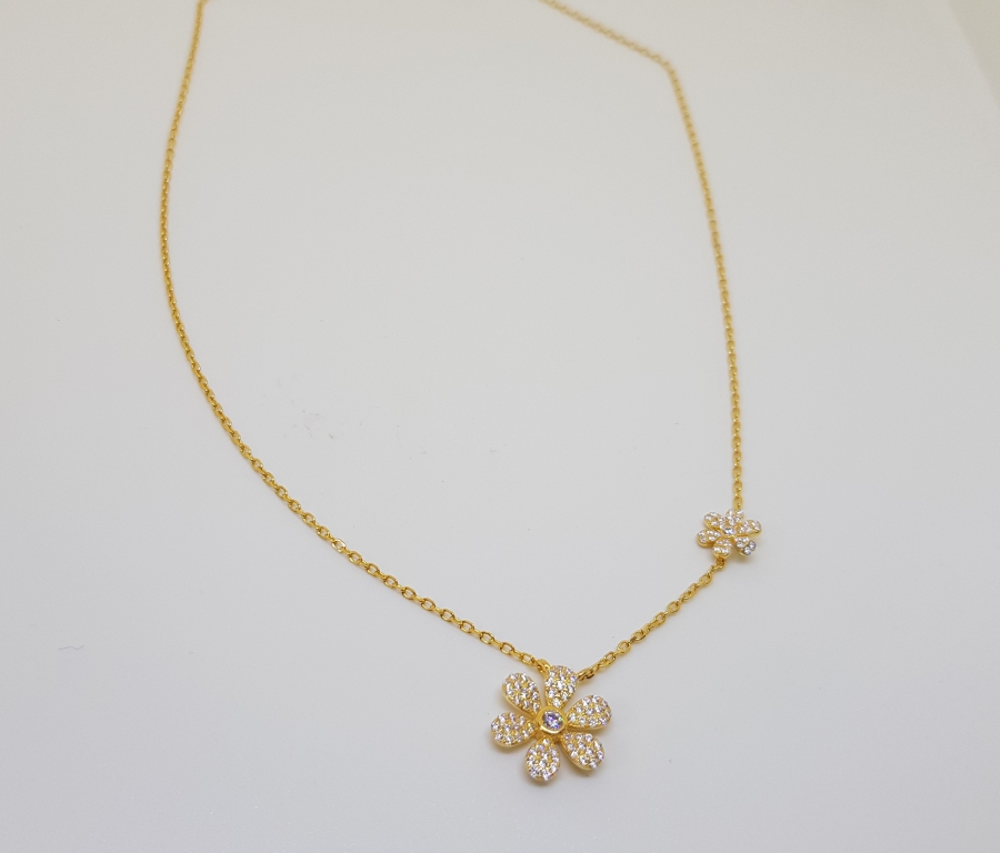 GÜMÜŞ ÜZERİ ALTIN KAPLAMA ÖZEL YAPIM KOLYE