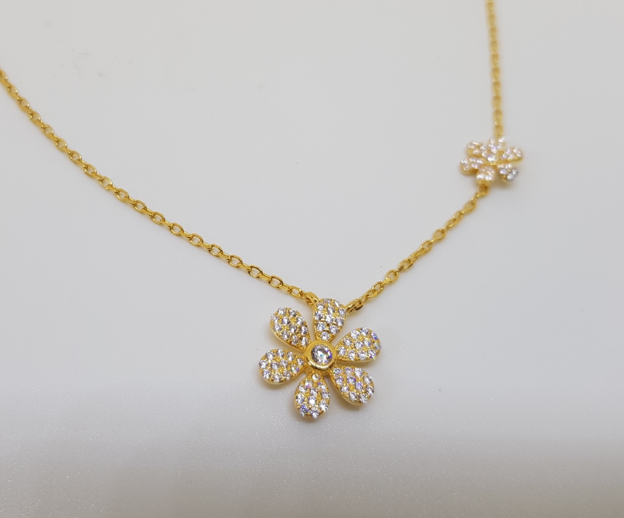 GÜMÜŞ ÜZERİ ALTIN KAPLAMA ÖZEL YAPIM KOLYE