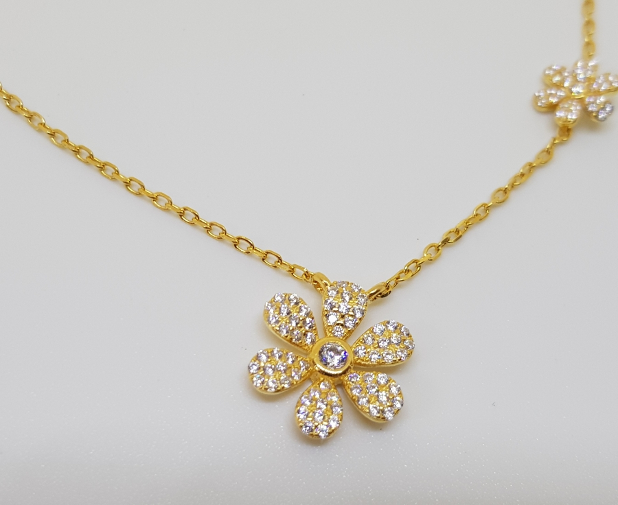 GÜMÜŞ ÜZERİ ALTIN KAPLAMA ÖZEL YAPIM KOLYE