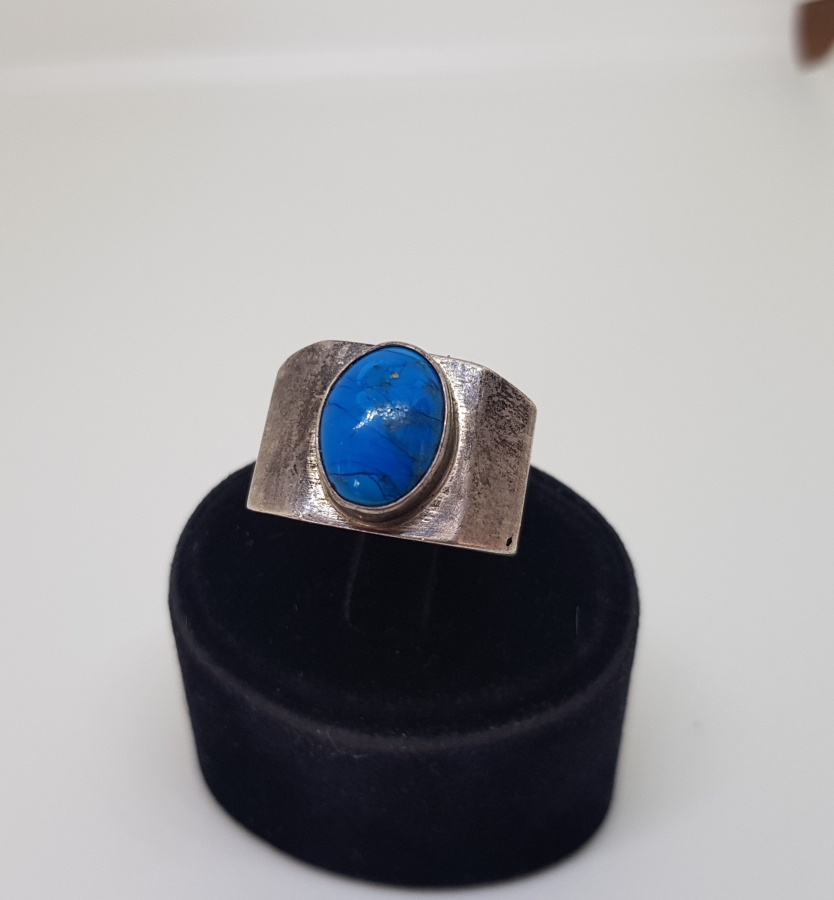 TURKUAZ TAŞLI ÖZEL YAPIM ANTİKA GÜMÜŞ YÜZÜK