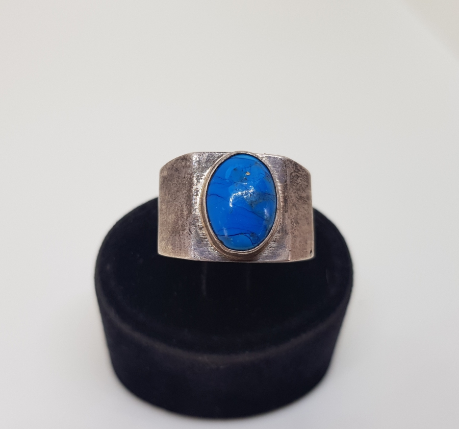 TURKUAZ TAŞLI ÖZEL YAPIM ANTİKA GÜMÜŞ YÜZÜK