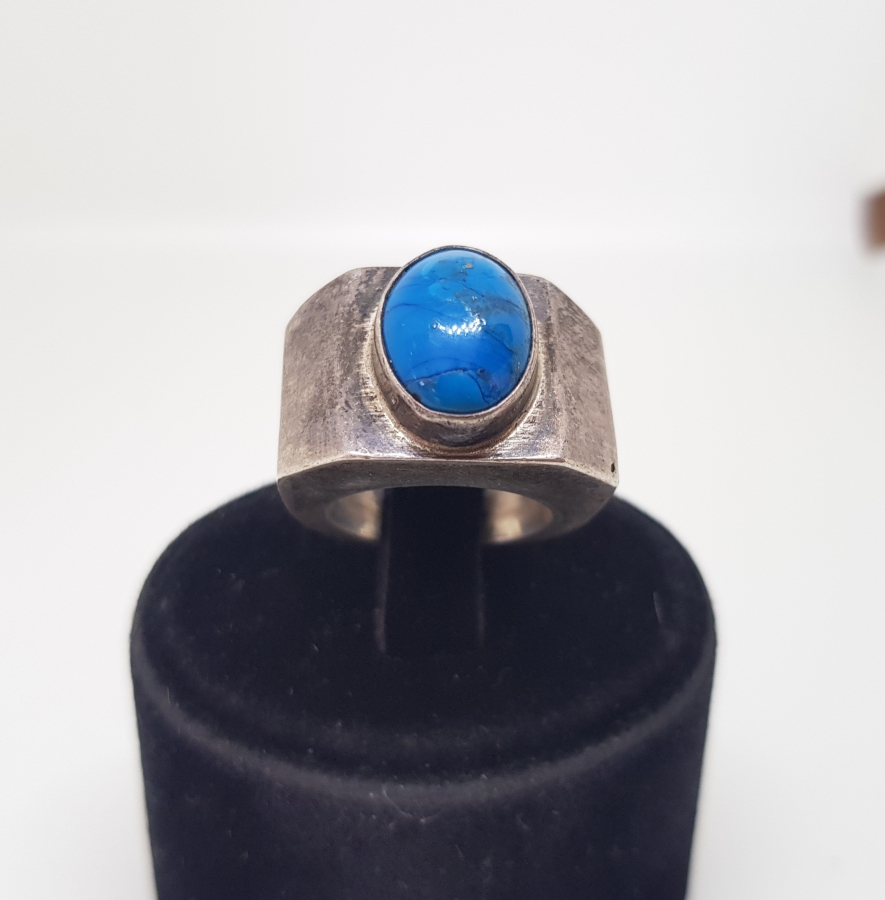 TURKUAZ TAŞLI ÖZEL YAPIM ANTİKA GÜMÜŞ YÜZÜK