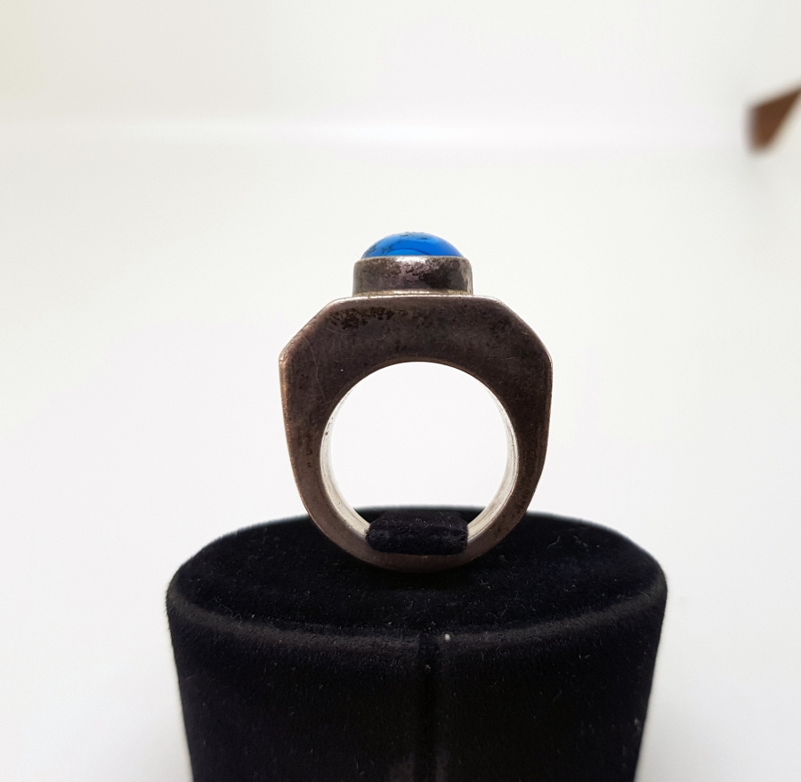 TURKUAZ TAŞLI ÖZEL YAPIM ANTİKA GÜMÜŞ YÜZÜK