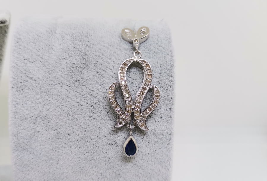 SAFİR VE PIRLANTA TAŞLI SONSUZLUK MODEL KOLYE