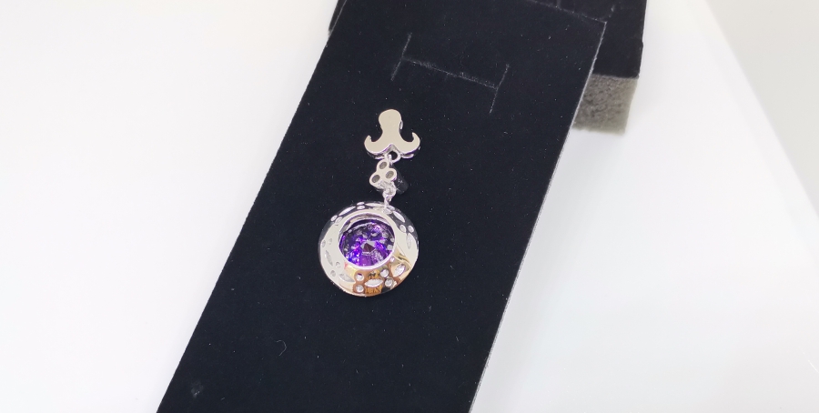 AMETİST VE PIRLANTA TAŞLI KOLYE UCU