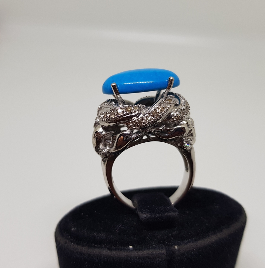 BÜYÜK ELİPS MODEL PIRLANTA VE İRAN FERUZE TAŞLI YÜZÜK