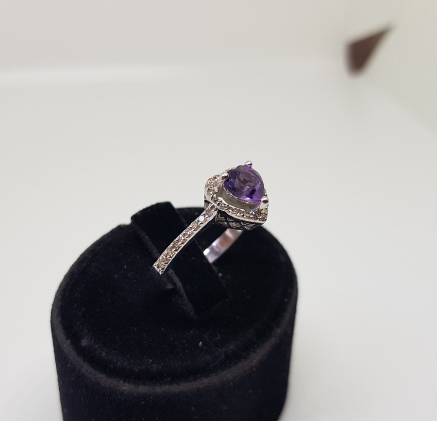 KALPLİ MODEL PIRLANTA VE AMETİST TAŞLI YÜZÜK