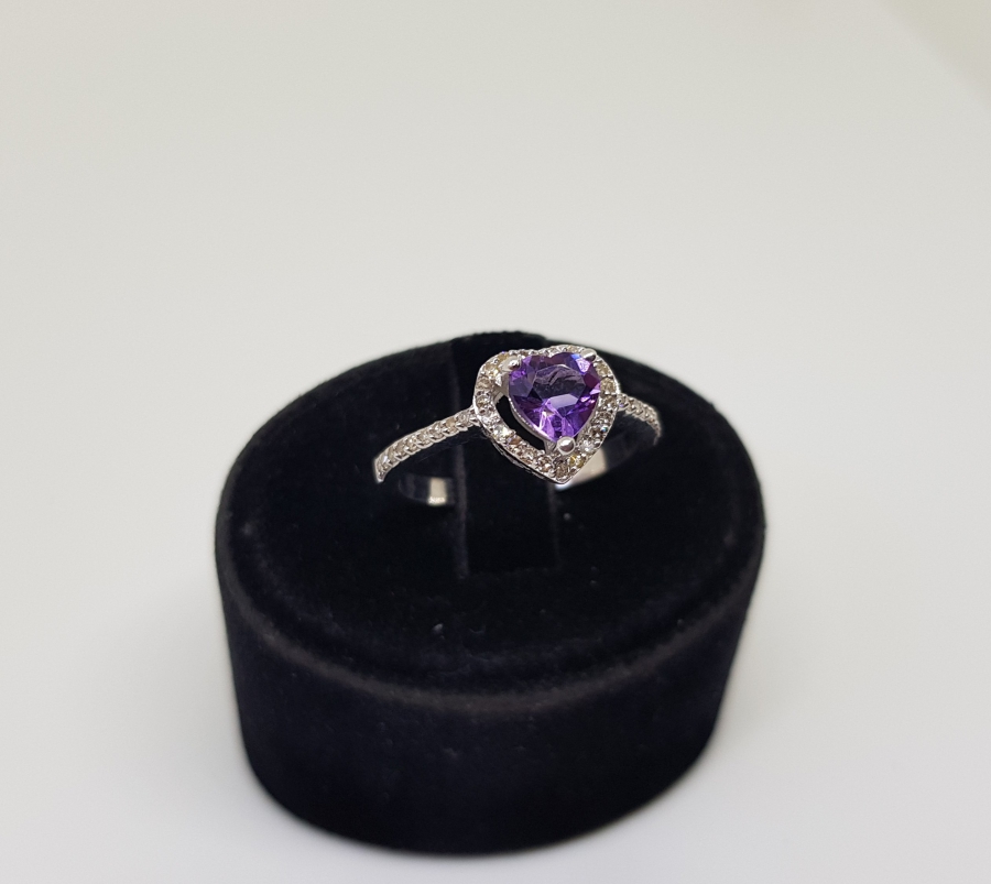 KALPLİ MODEL PIRLANTA VE AMETİST TAŞLI YÜZÜK