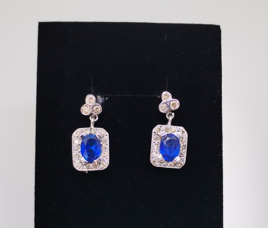 SAFİR VE PIRLANTA TAŞLI BÜYÜK BOY KÜPE