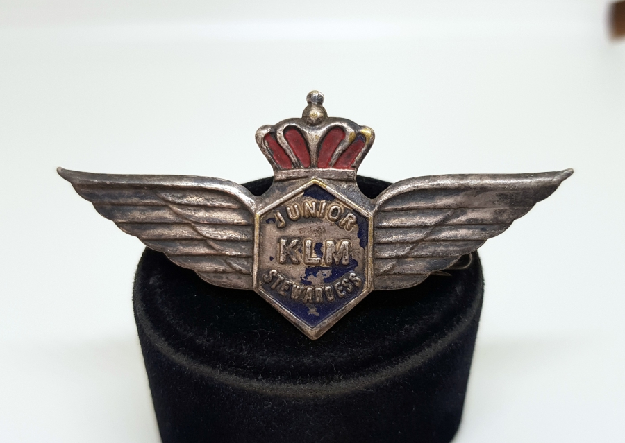 ANTİKA GÜMÜŞ KLM HAVA YOLLARI HOSTES ROZETİ