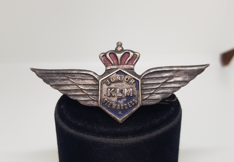 ANTİKA GÜMÜŞ KLM HAVA YOLLARI HOSTES ROZETİ