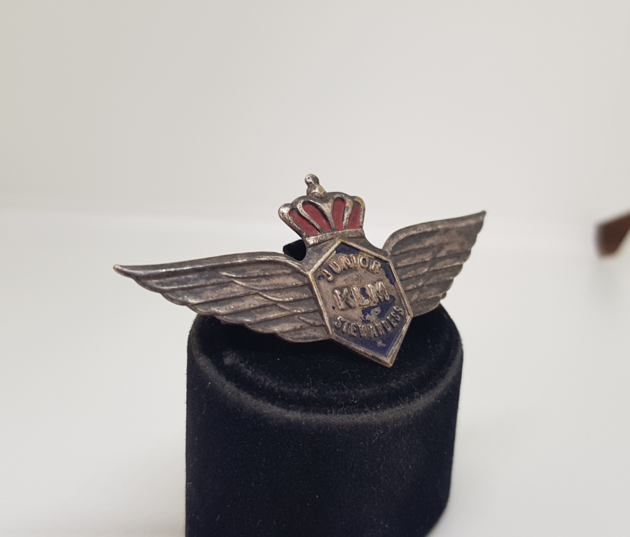 ANTİKA GÜMÜŞ KLM HAVA YOLLARI HOSTES ROZETİ