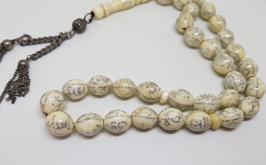 ESMAÜL HÜSNA YAZILI GÜMÜŞ ÇAKMALI ÖZEL YAPIM OSMANLI DÖNEMİ TESPİH