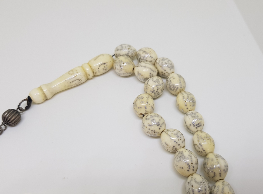 ESMAÜL HÜSNA YAZILI GÜMÜŞ ÇAKMALI ÖZEL YAPIM OSMANLI DÖNEMİ TESPİH