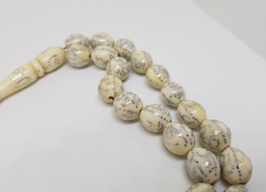 ESMAÜL HÜSNA YAZILI GÜMÜŞ ÇAKMALI ÖZEL YAPIM OSMANLI DÖNEMİ TESPİH