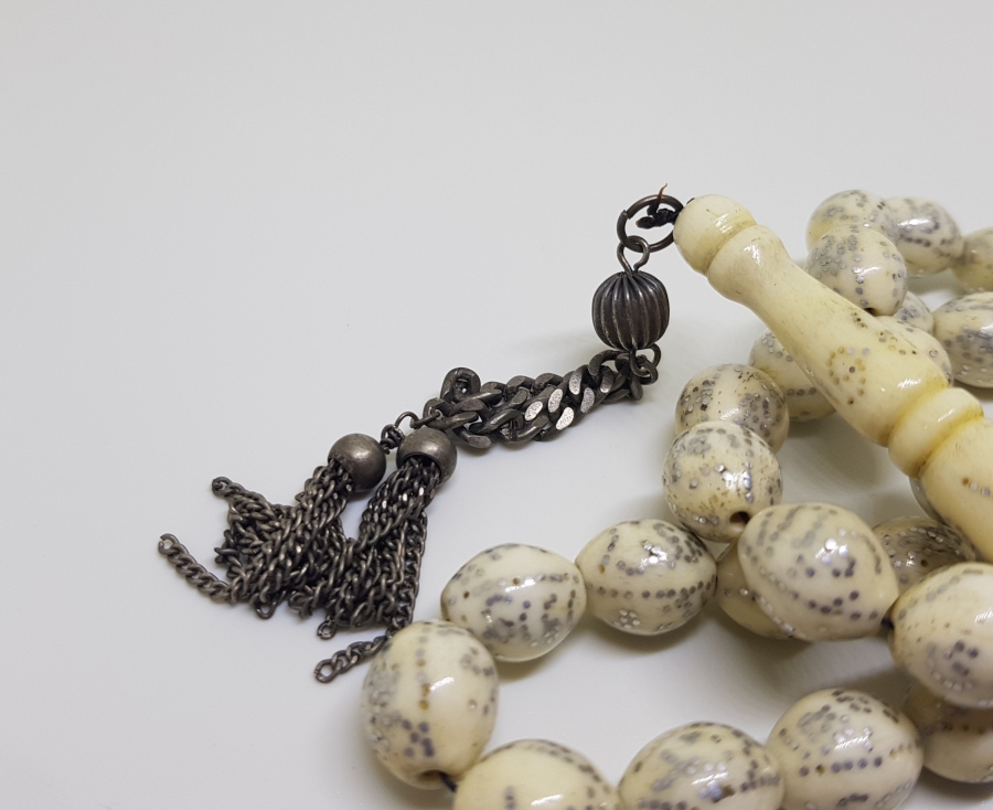 ESMAÜL HÜSNA YAZILI GÜMÜŞ ÇAKMALI ÖZEL YAPIM OSMANLI DÖNEMİ TESPİH