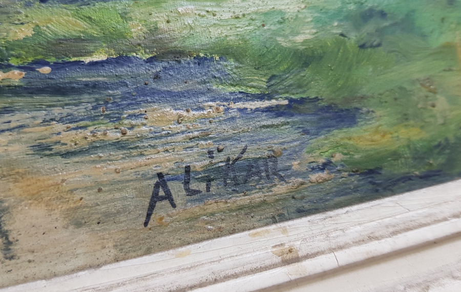 İZMİRLİ MEŞHUR RESSAM ALİ KAR'A AİT TUVAL ÜZERİ YAĞLIBOYA TABLO