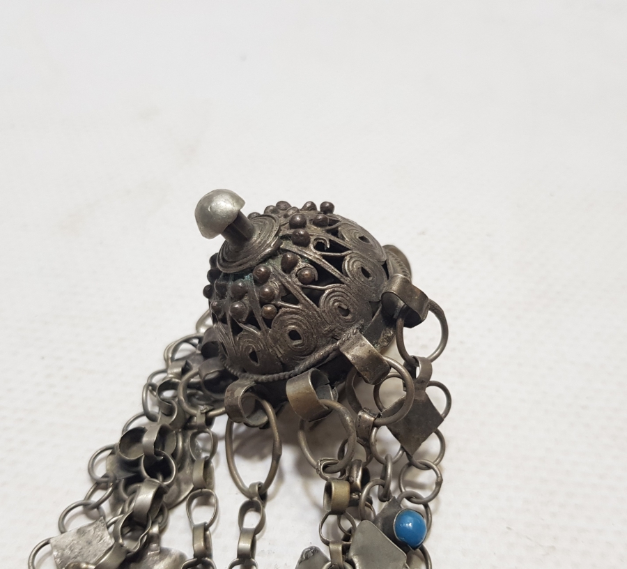 OSMANLI DÖNEMİ NADİR FORMDA GÜMÜŞ GELİN ALINLIĞI