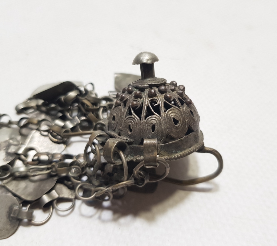 OSMANLI DÖNEMİ NADİR FORMDA GÜMÜŞ GELİN ALINLIĞI