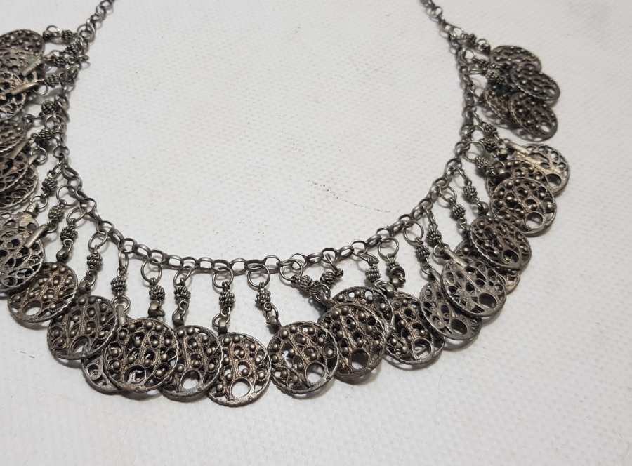 OSMANLI DÖNEMİ TELKARİ İŞÇİLİKLİ GÜMÜŞ GERDANLIK