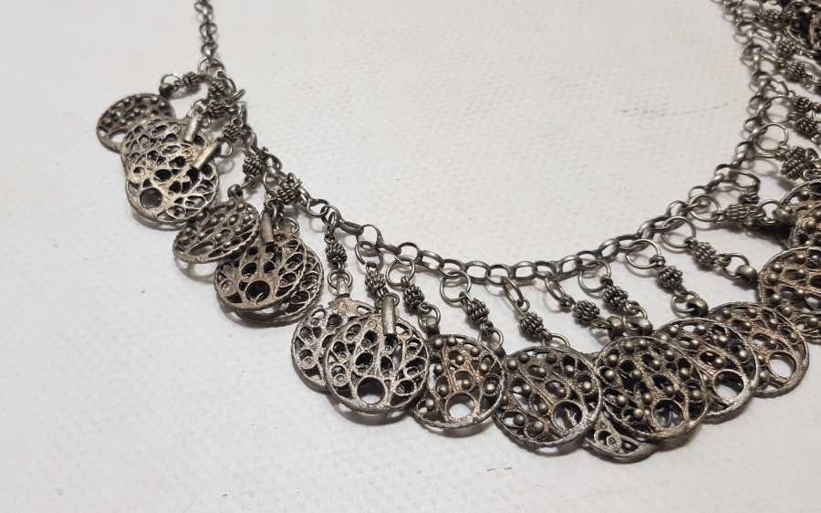 OSMANLI DÖNEMİ TELKARİ İŞÇİLİKLİ GÜMÜŞ GERDANLIK