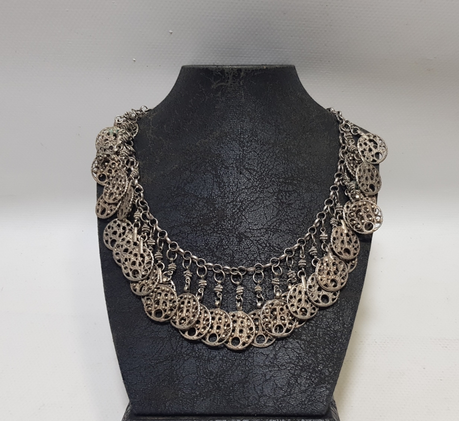 OSMANLI DÖNEMİ TELKARİ İŞÇİLİKLİ GÜMÜŞ GERDANLIK