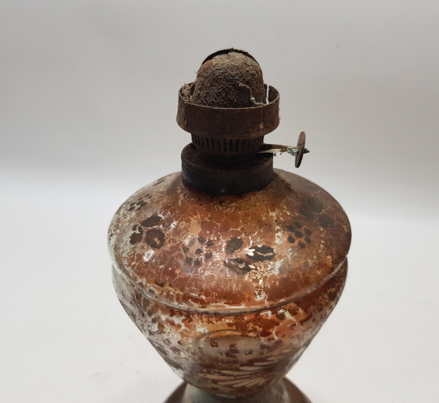 OSMANLI DÖNEMİ EL BOYAMA KUBBELİ MODEL GAZ LAMBASI