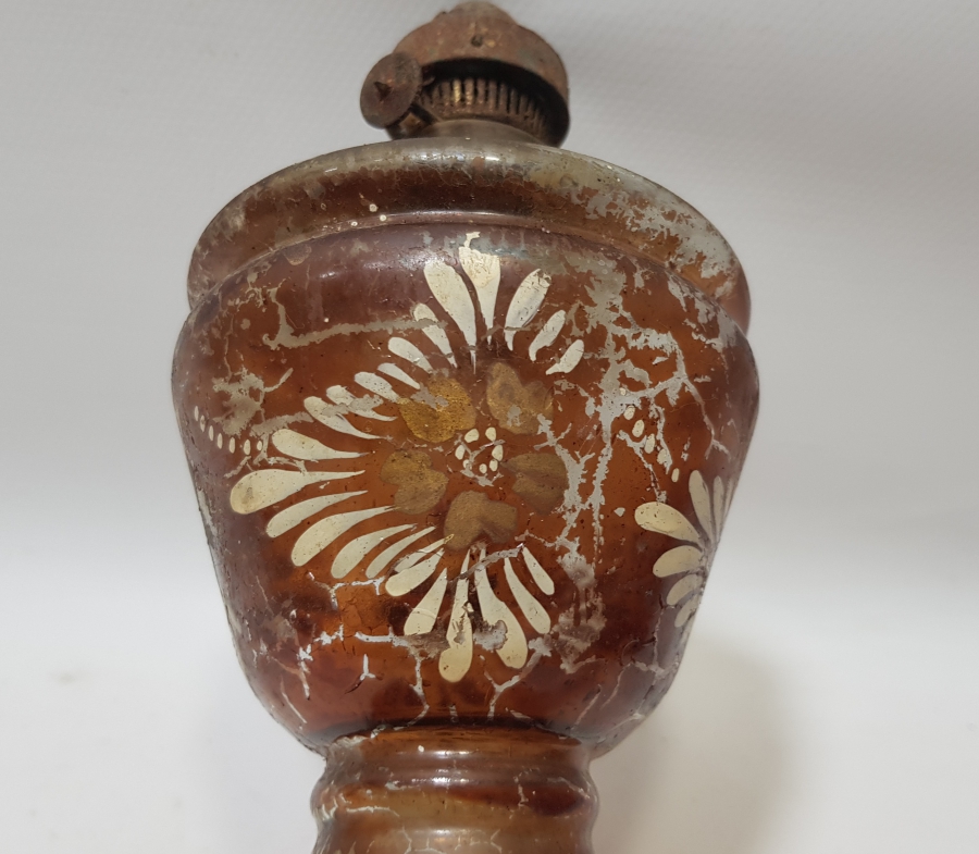 OSMANLI DÖNEMİ EL BOYAMA KUBBELİ MODEL GAZ LAMBASI