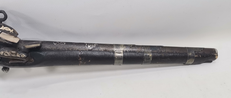 OSMANLI DÖNEMİ GÜMÜŞ ÇAKMA İŞÇİLİKLİ NADİR FORMDA PİŞTOV