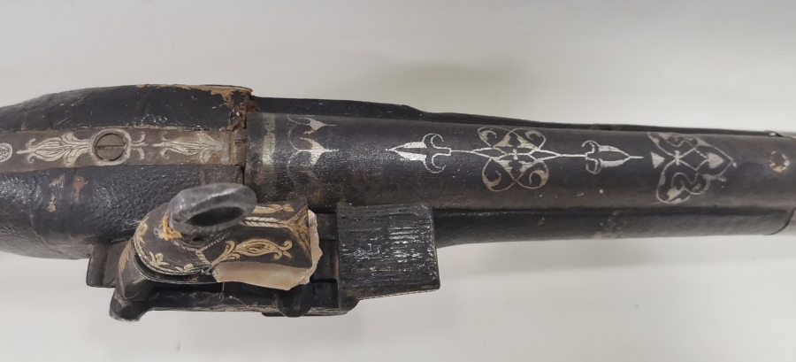 OSMANLI DÖNEMİ GÜMÜŞ ÇAKMA İŞÇİLİKLİ NADİR FORMDA PİŞTOV