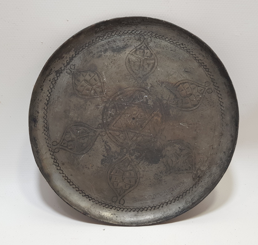 OSMANLI DÖNEMİ HALİT PAŞA YA AİT İŞLEMELİ BAKIR KAHVE TEPSİSİ