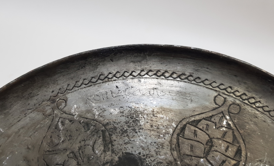 OSMANLI DÖNEMİ HALİT PAŞA YA AİT İŞLEMELİ BAKIR KAHVE TEPSİSİ