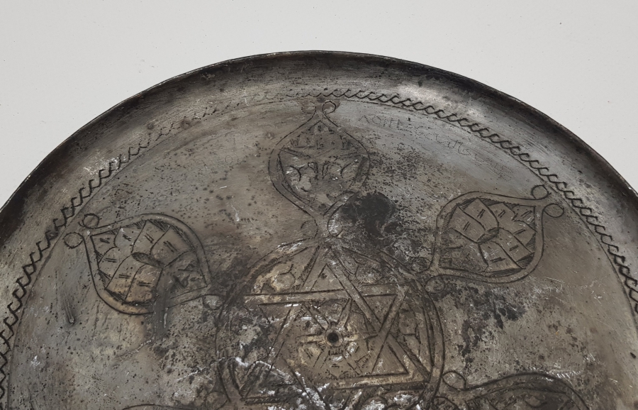 OSMANLI DÖNEMİ HALİT PAŞA YA AİT İŞLEMELİ BAKIR KAHVE TEPSİSİ